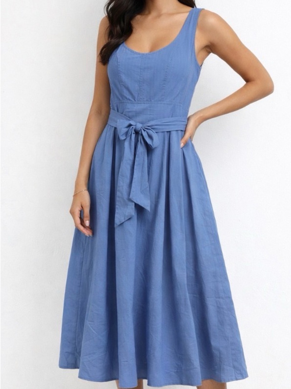 cinq a sept Endless Sky Blue Tie-Waist Dress